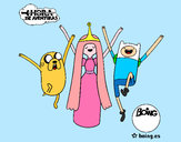 Desenho Jake, Princesa Bubblegum e Finn pintado por Nutellah
