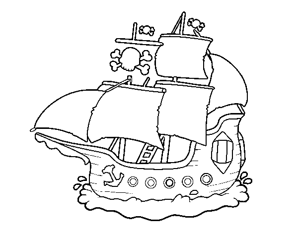 Desenho de Barco pirata para Colorir