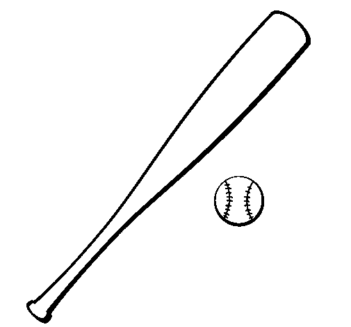 Desenho de Bastão de basebol e bola para Colorir