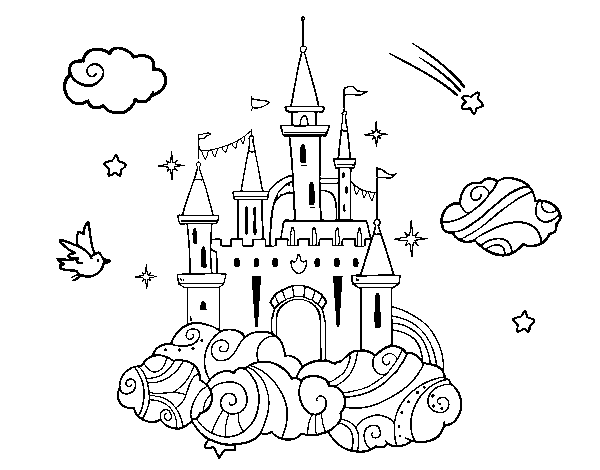 Desenho de Castelo tra la nuvole para Colorir