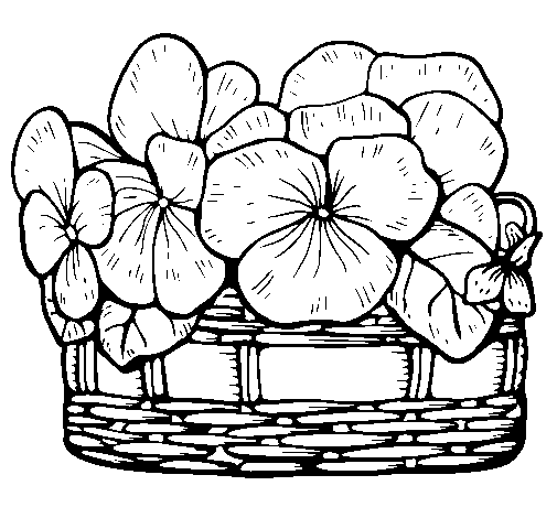 Desenho de Cesta de flores 12 para Colorir