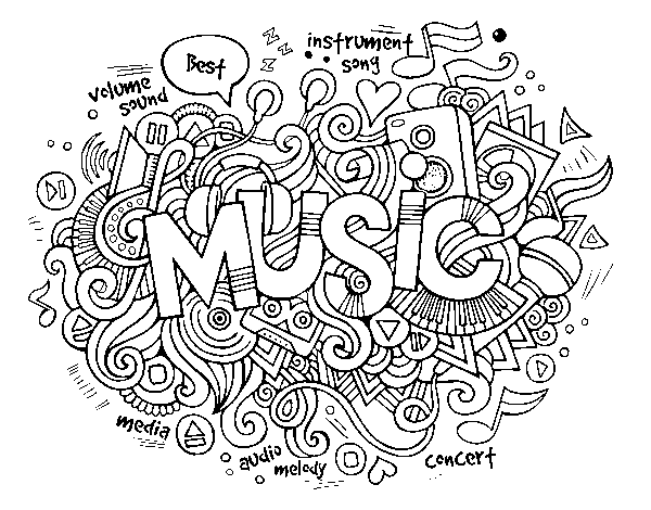 Desenho de Colagem musical para Colorir