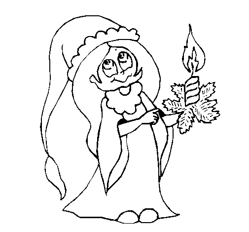 Desenho de Dama com uma vela para Colorir