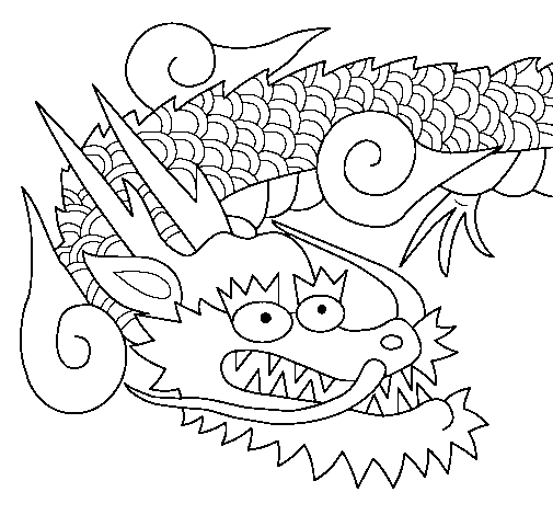 Desenho de Dragão japonês II para Colorir