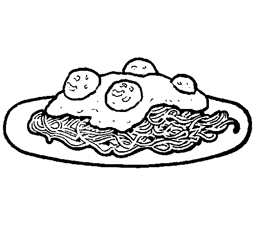 Desenho de Esparguete com carne para Colorir