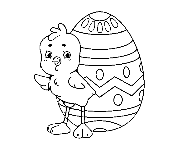 Desenho de Garota simpática com ovo de Páscoa para Colorir