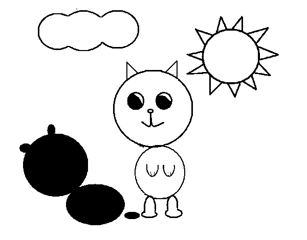 Desenho de Gatinho e sua sombra para Colorir