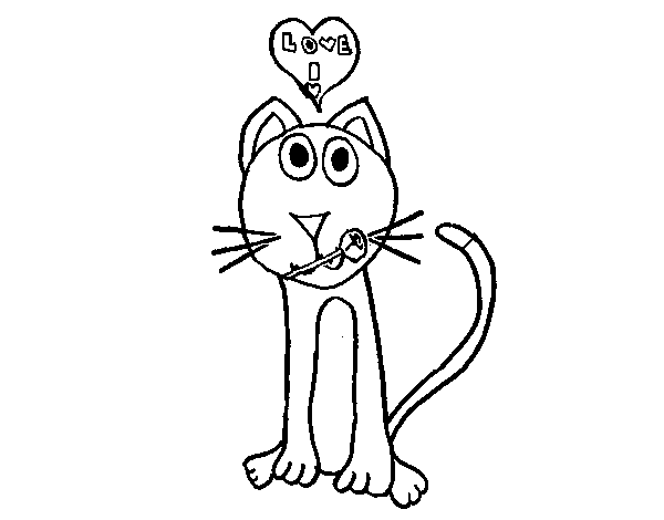 Desenho de Gato enamorado para Colorir