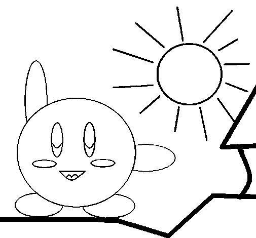 Desenho de Kirby em um dia ensolarado para Colorir