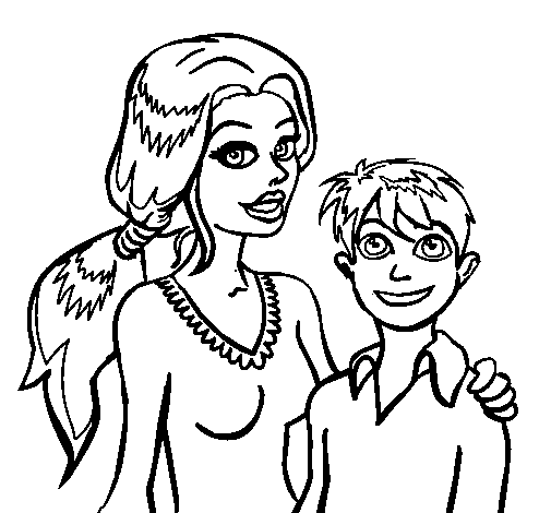 Desenho de Mãe e filho  para Colorir