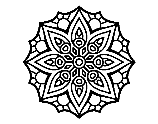Desenho de Mandala simetria simples para Colorir