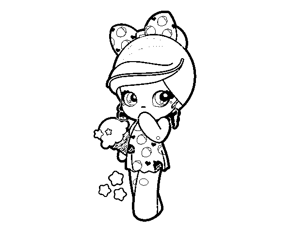 Desenho de Menina kawaii com sorvete para Colorir