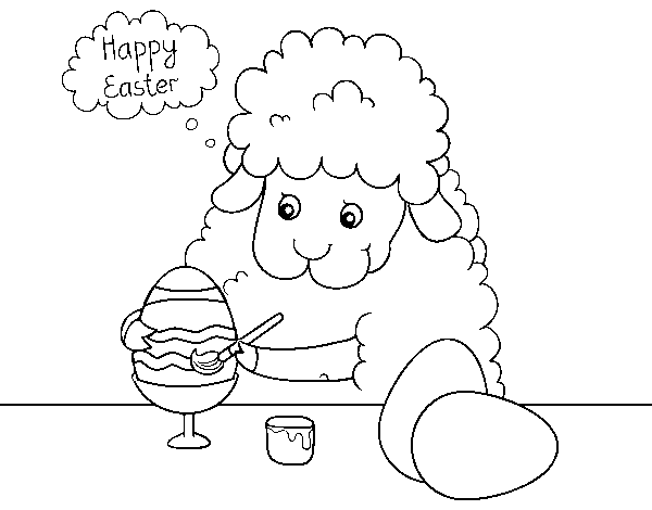 Desenho de Ovelhas pequenas para colorir ovos de páscoa para Colorir