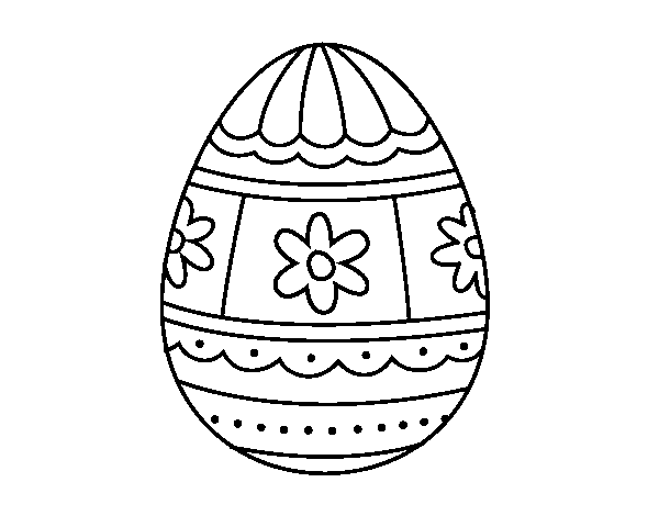 Desenho de Ovo de páscoa com decorações para Colorir