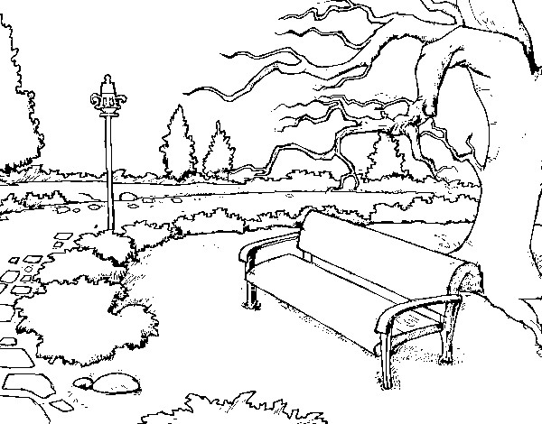 Desenho de Paisagem da parque para Colorir