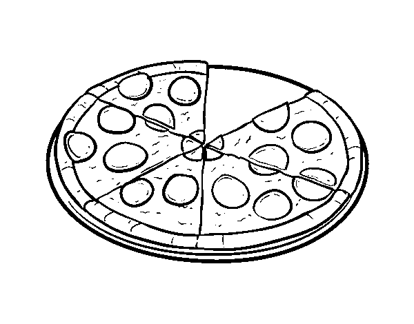 Desenho de Pizza italiana para Colorir