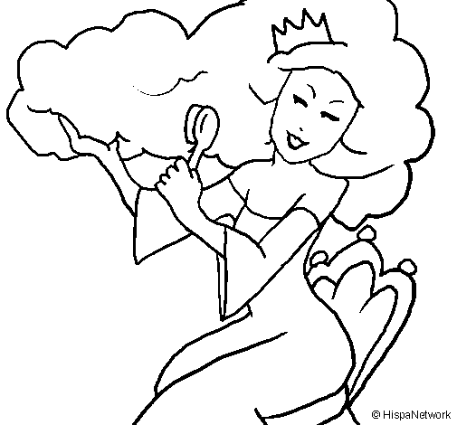 Desenho de Princesa a pentear-se para Colorir