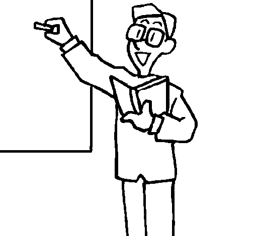 Desenho de Professor no quadro-negro para Colorir