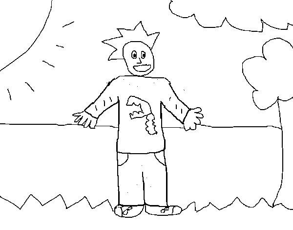 Desenho de Rapaz no campo para Colorir