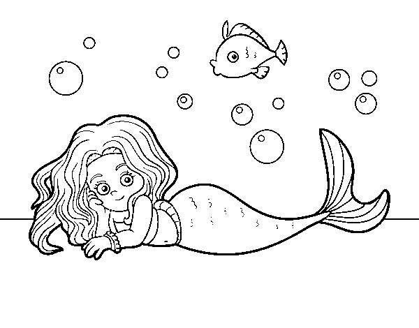 Desenho de Sirene bonita para Colorir