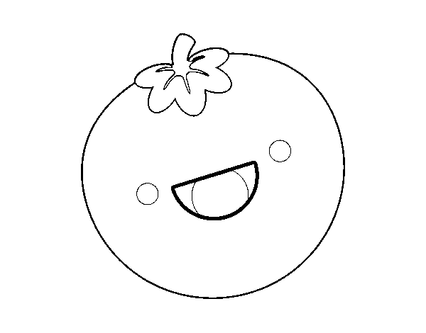 Desenho de Tomate sorridente para Colorir
