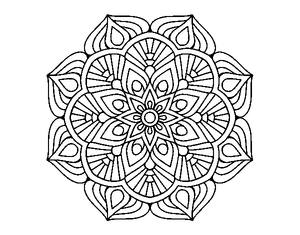 Desenho de Uma mandala de flor oriental para Colorir