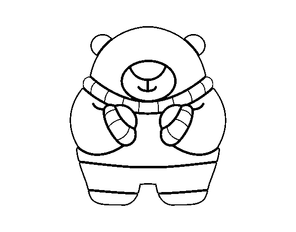 Desenho de Urso em inverno para Colorir
