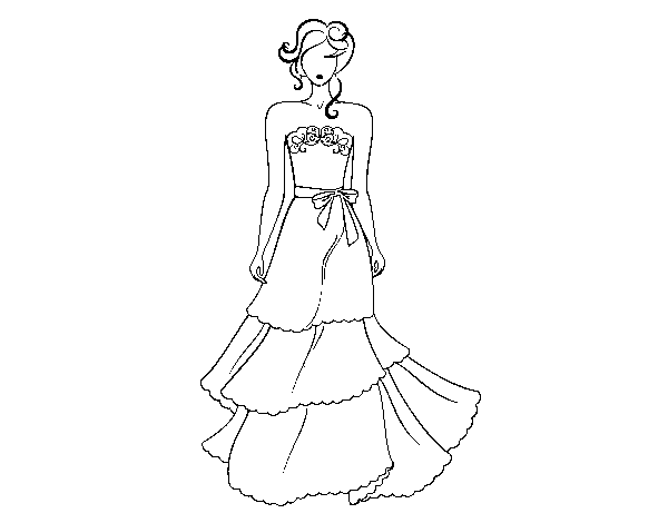 Desenho de Vestidos de casamento sem alças para Colorir