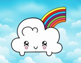 Nuvem com arco-íris de Kawaii