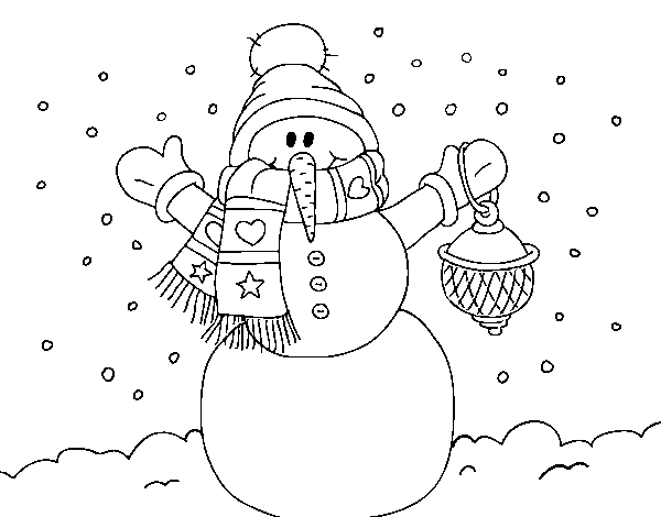 Desenho de A neve do Natal do boneco de neve para Colorir