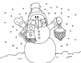 Desenho de A neve do Natal do boneco de neve para colorear