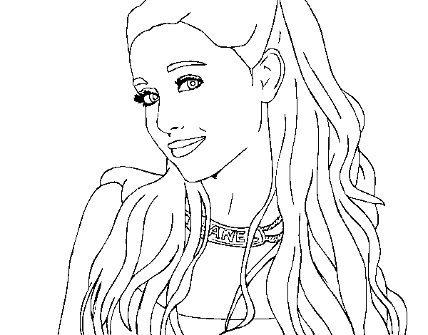 Desenho de Ariana Grande com coleira para Colorir