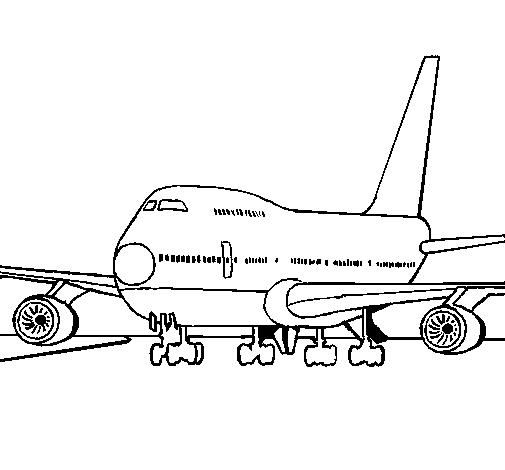 Desenho de Avião em pista para Colorir