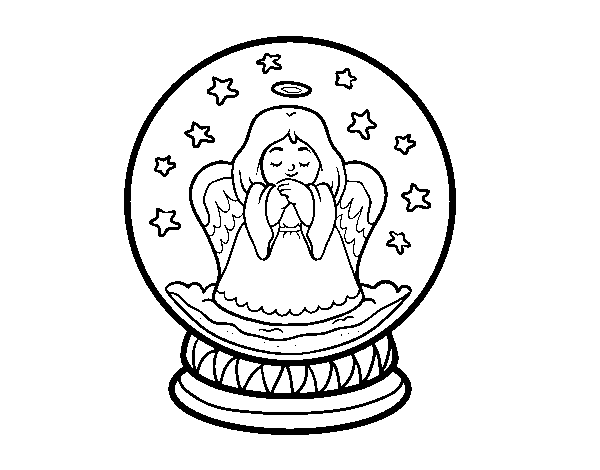Desenho de Bola de neve com anjo para Colorir