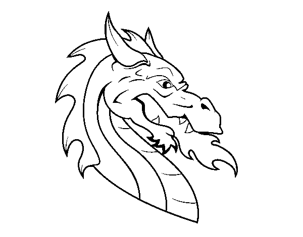 Desenho de Cabeça de dragão europeu para Colorir