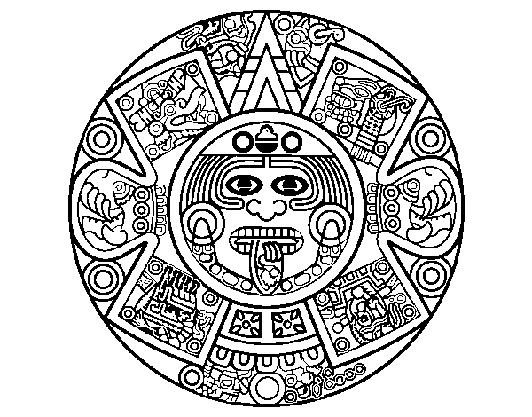 Desenho de Calendário asteca para Colorir