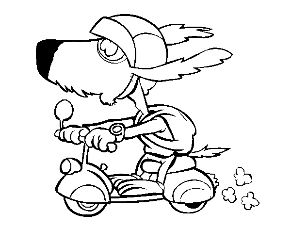 Desenho de Cão motociclista para Colorir