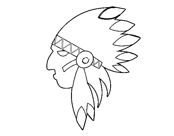 Desenho de Cara de índio chefe para Colorir