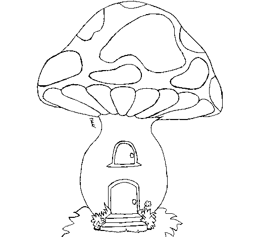 Desenho de Casa cogumelo para Colorir