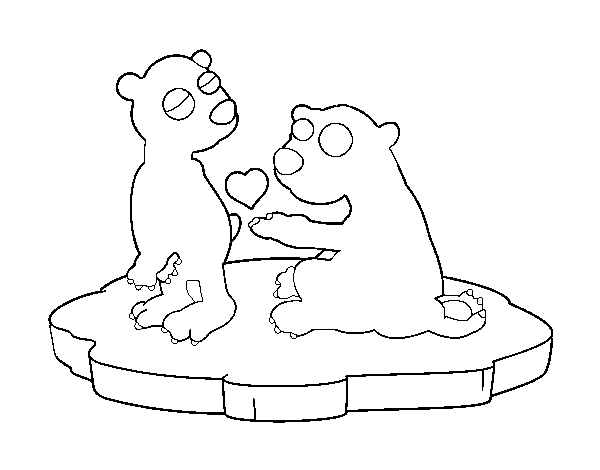 Desenho de Casal de ursos apaixonados para Colorir