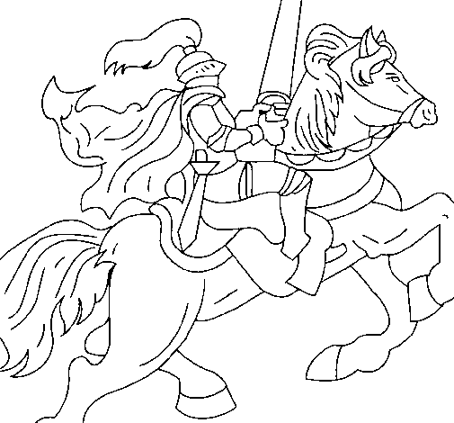 Desenho de Cavaleiro a cavalo para Colorir