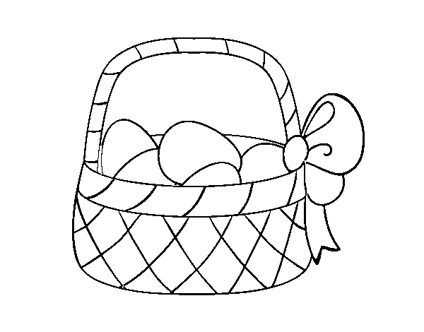 Desenho de Cesta com ovo de páscoa para Colorir