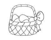 Desenho de Cesta com ovo de páscoa para colorear