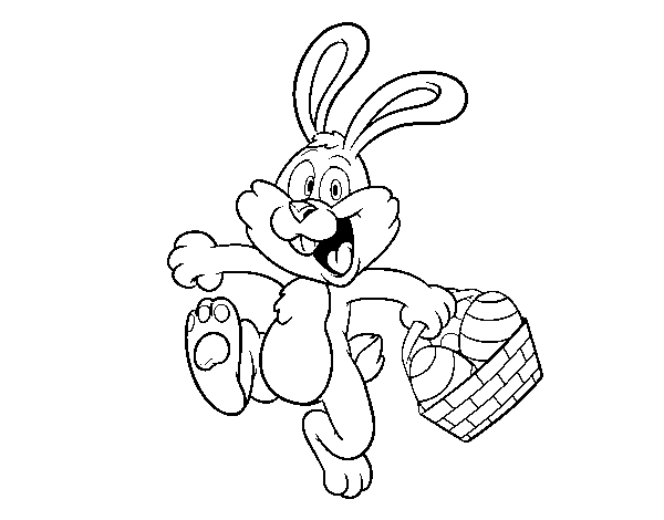 Desenho de Coelho de vista de ovos de Páscoa para Colorir