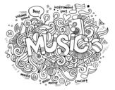 Desenho de Colagem musical para colorear