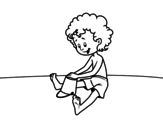 Desenho de Criança brincando na areia para colorear
