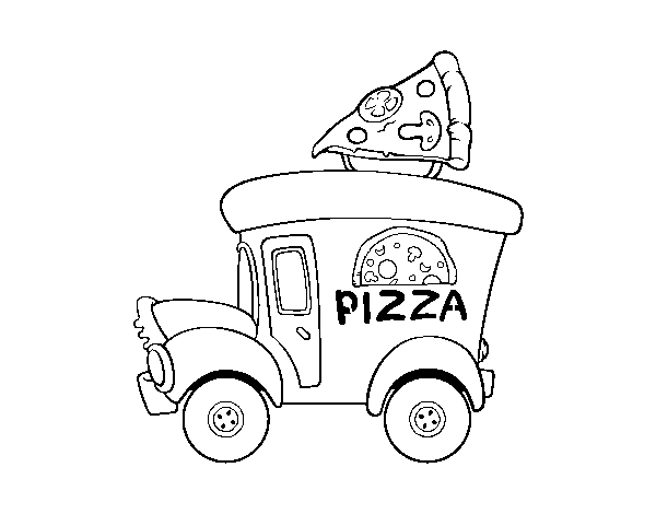 Desenho de Food truck de pizza para Colorir