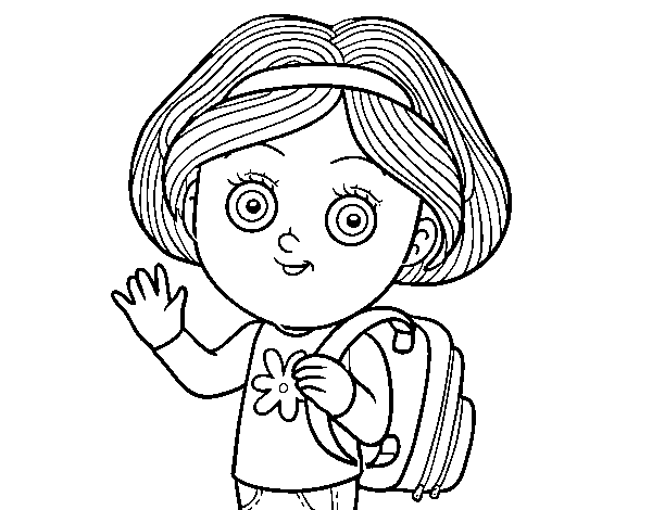 Desenho de Garota da escola para Colorir