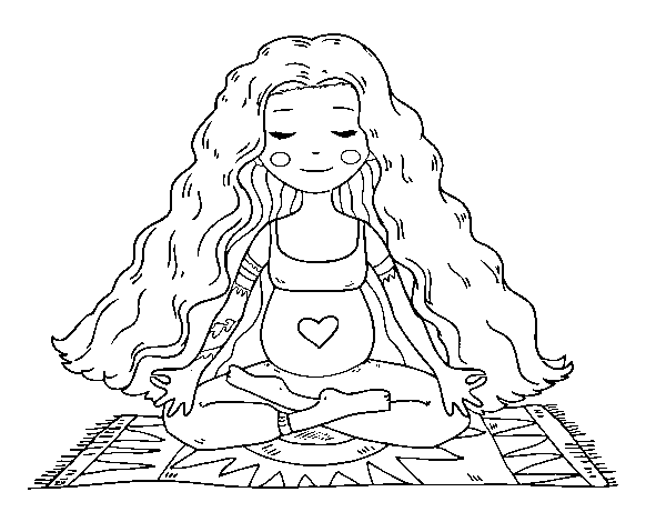 Desenho de Grávida praticando ioga para Colorir