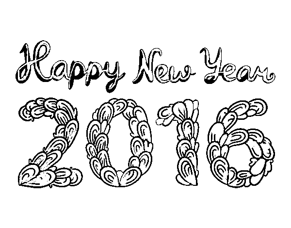 Desenho de Happy New Year 2016 para Colorir